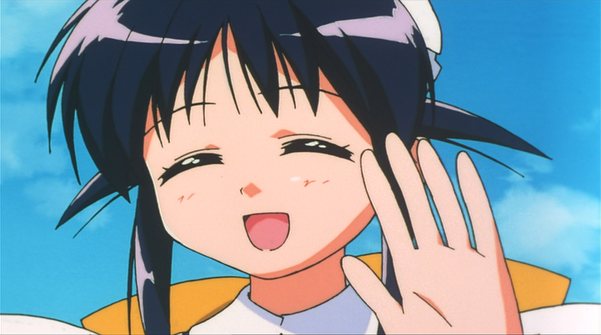 Mahoro waving from the anime Mahoromatic