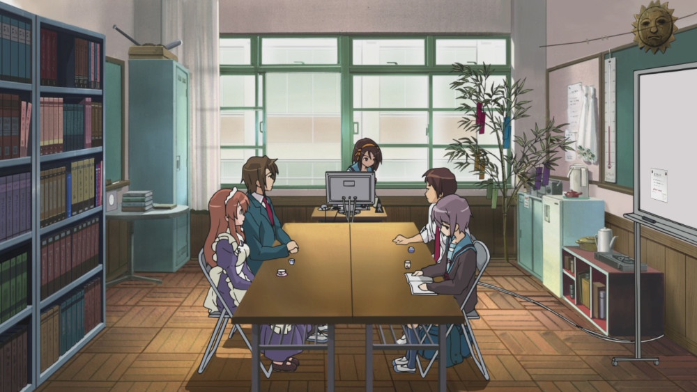 The SOS Brigade clubroom from the anime The Melancholy of Haruhi Suzumiya
