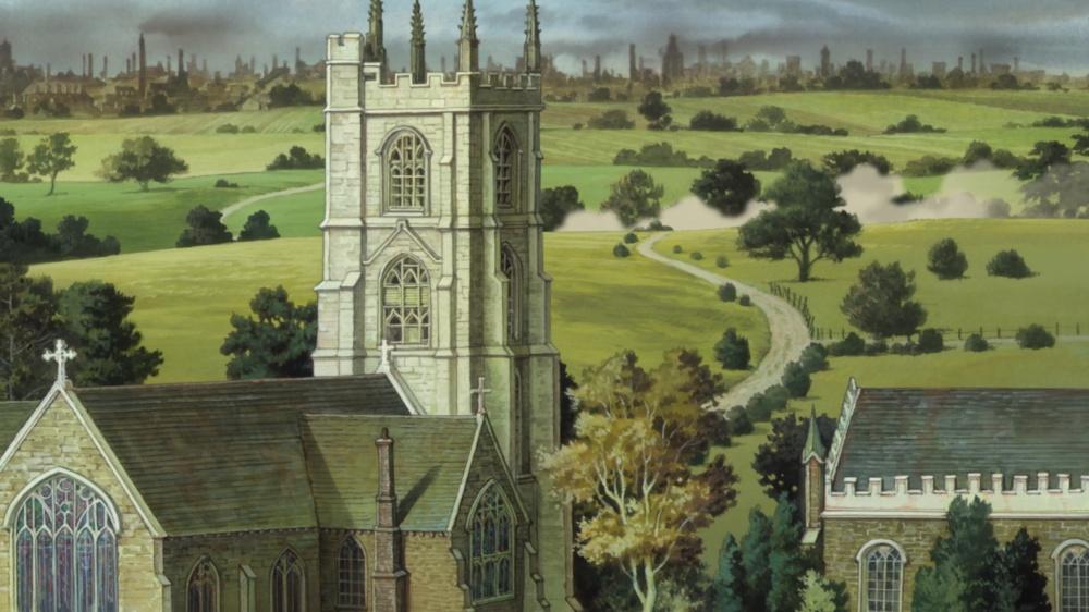 The English countryside during the industrial revolution from the anime Steam Boy
